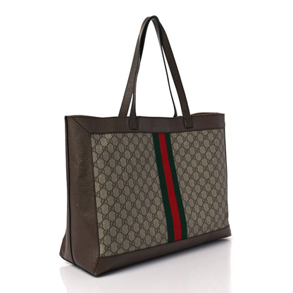 Gucci GG Supreme Monogram Web Ophidia Tote Brown 3 of 11