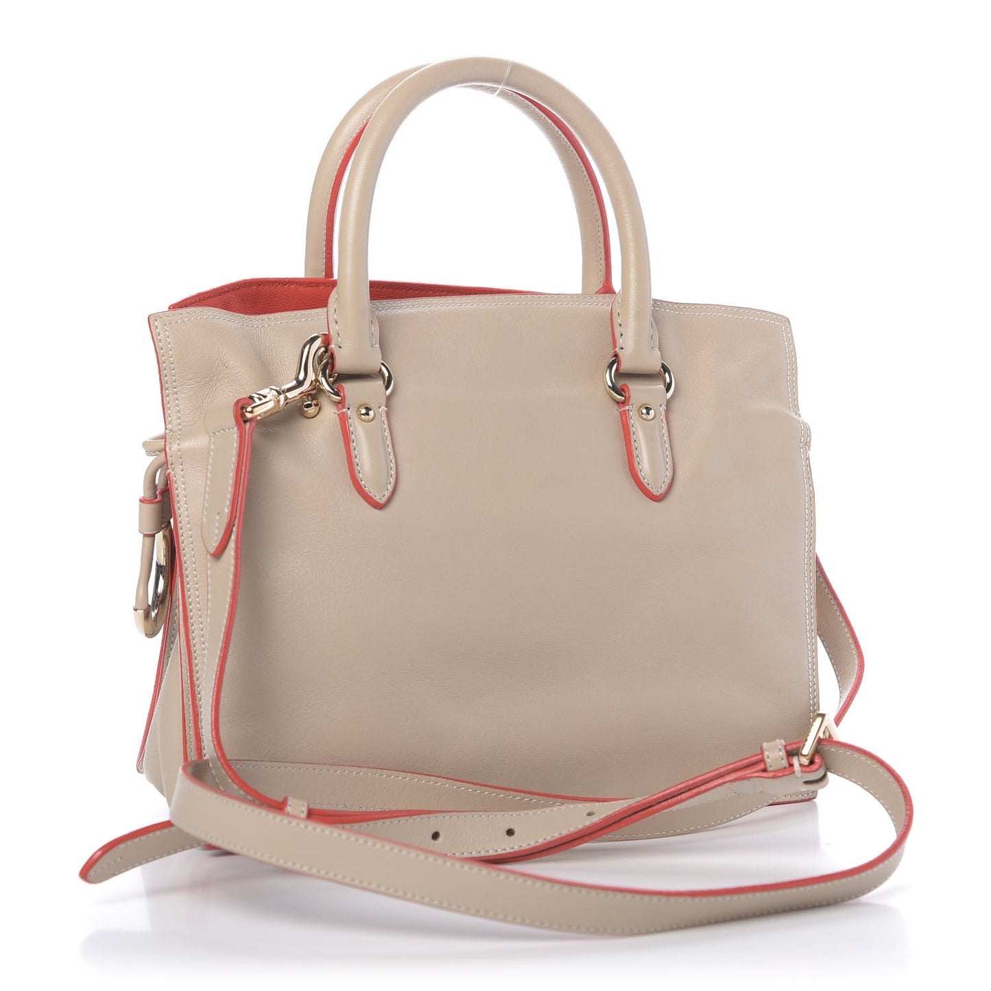 Calfskin Drawstring Tote Oat Orange