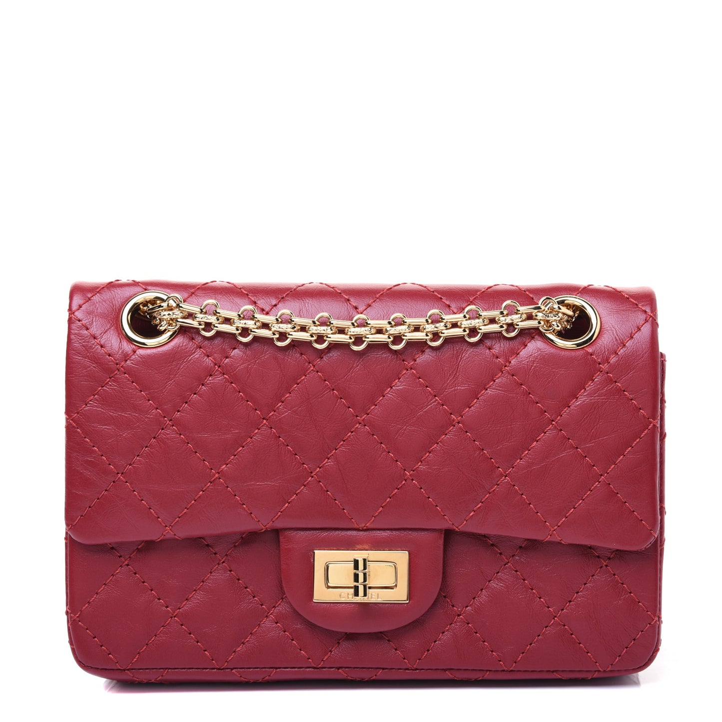 Aged Calfskin Quilted 2.55 Reissue Mini Flap Red
