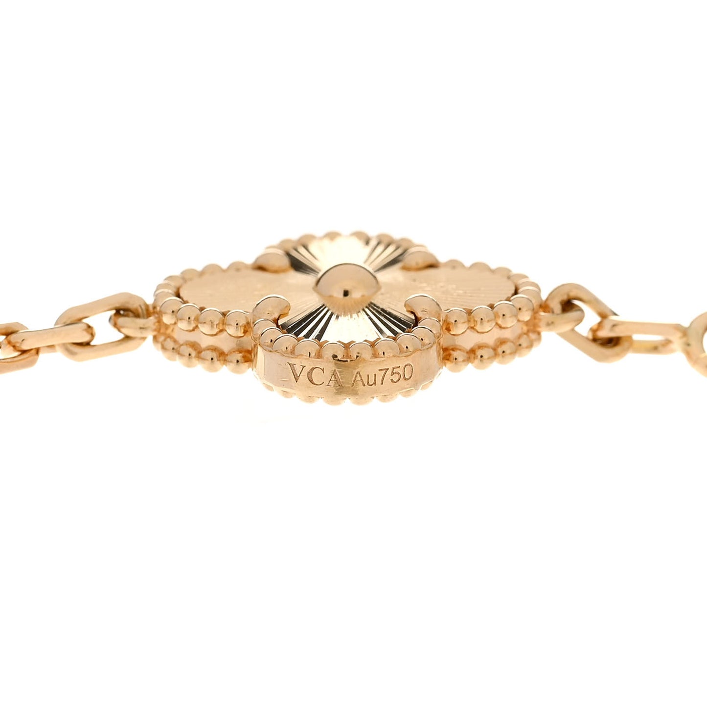 18K Yellow Gold 5 Motifs Guilloche Vintage Alhambra Bracelet