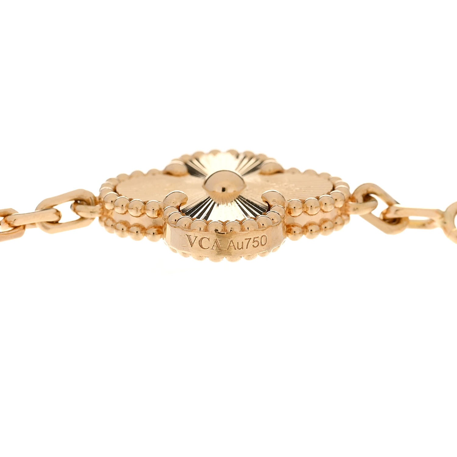 Van Cleef & Arpels 18K Yellow Gold 5 Motifs Guilloche Vintage Alhambra Bracelet 4 of 4