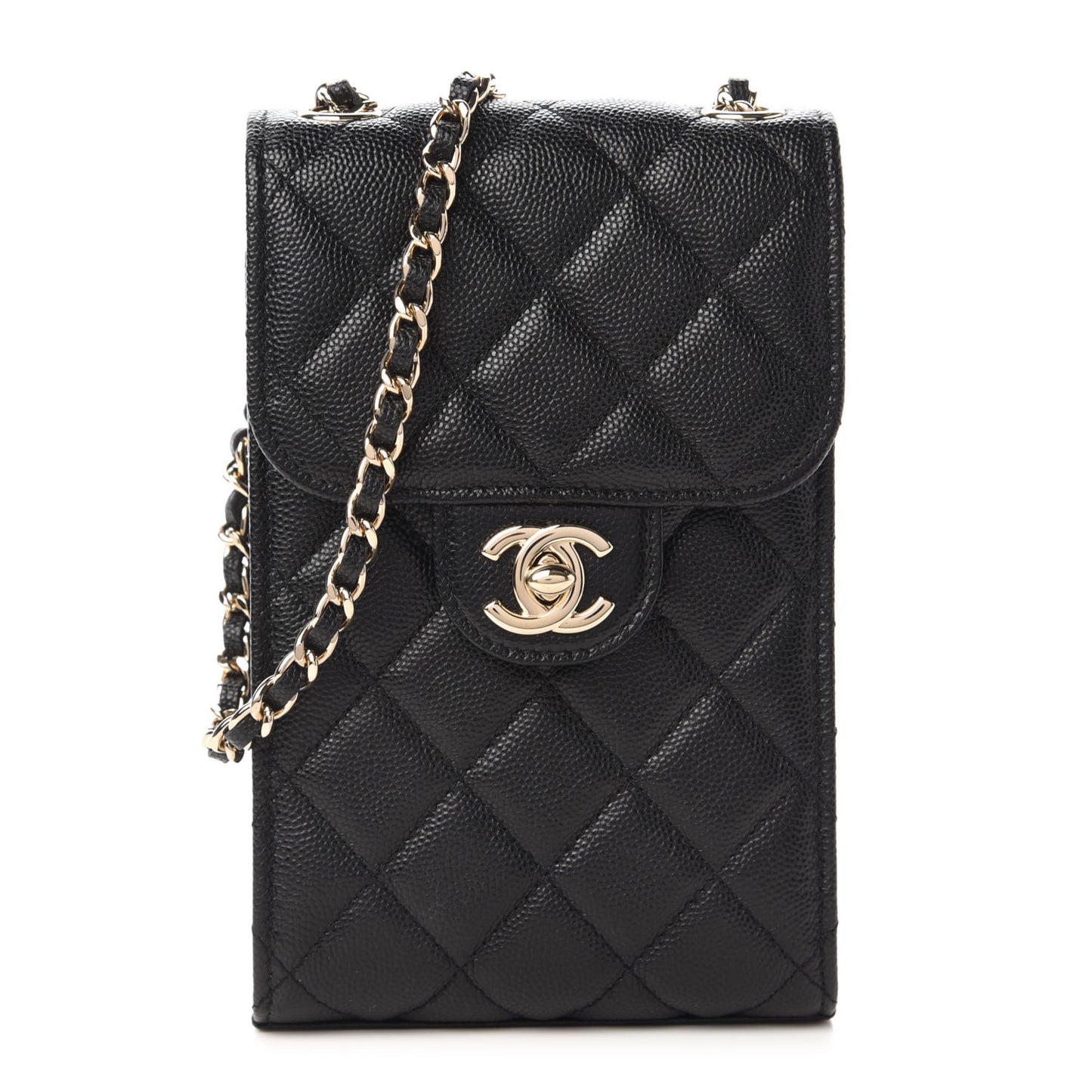Caviar Quilted Classic Phone Holder Black