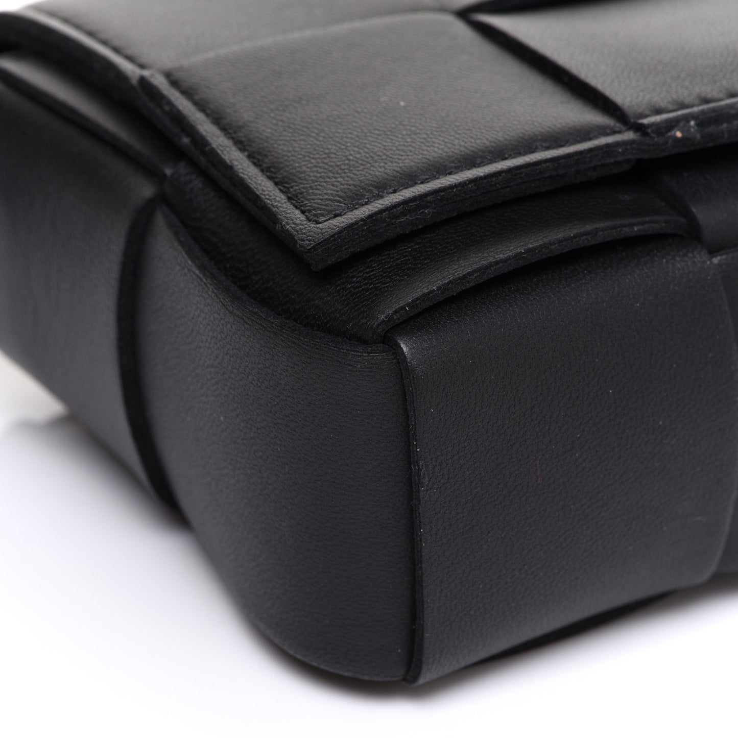 Lambskin Maxi Intrecciato Extra Mini Cassette Crossbody Bag Black