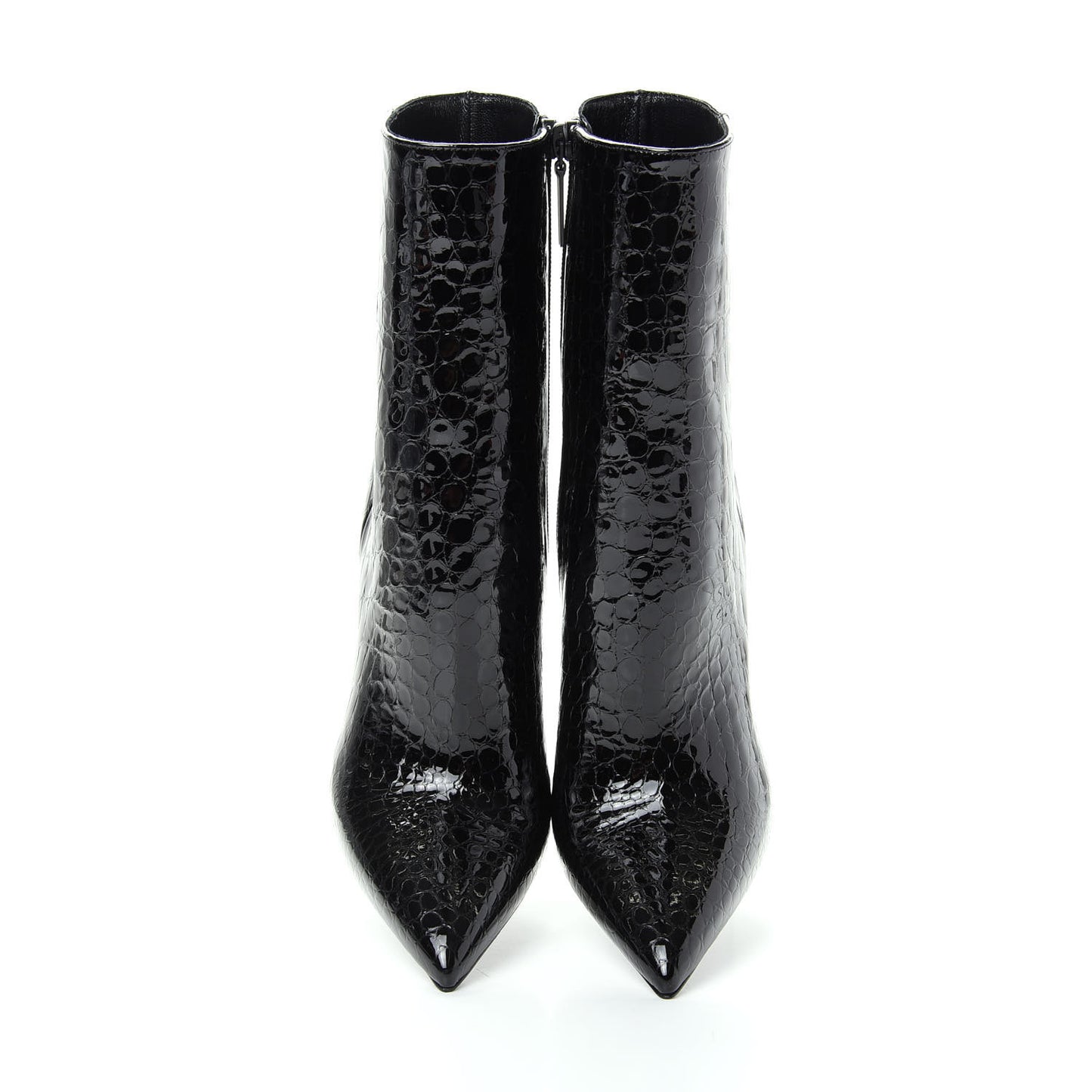 Alligator Embossed Patent Calfskin Opyum 110 Ankle Boots 39 Black