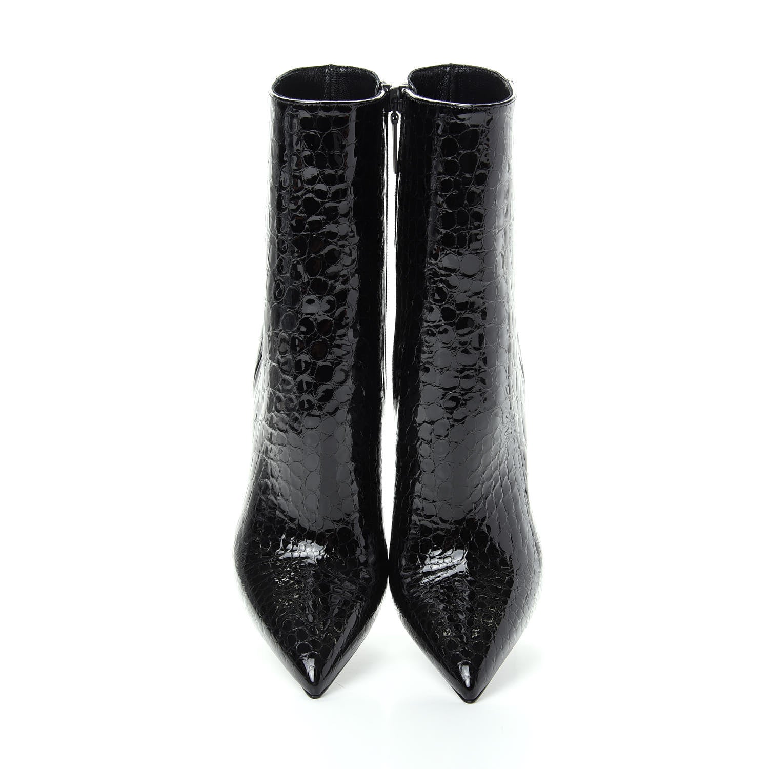 Saint Laurent Alligator Embossed Patent Calfskin Opyum 110 Ankle Boots 39 Black 5 of 11