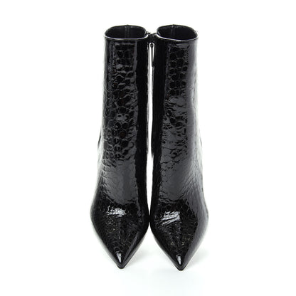Saint Laurent Alligator Embossed Patent Calfskin Opyum 110 Ankle Boots 39 Black 5 of 11
