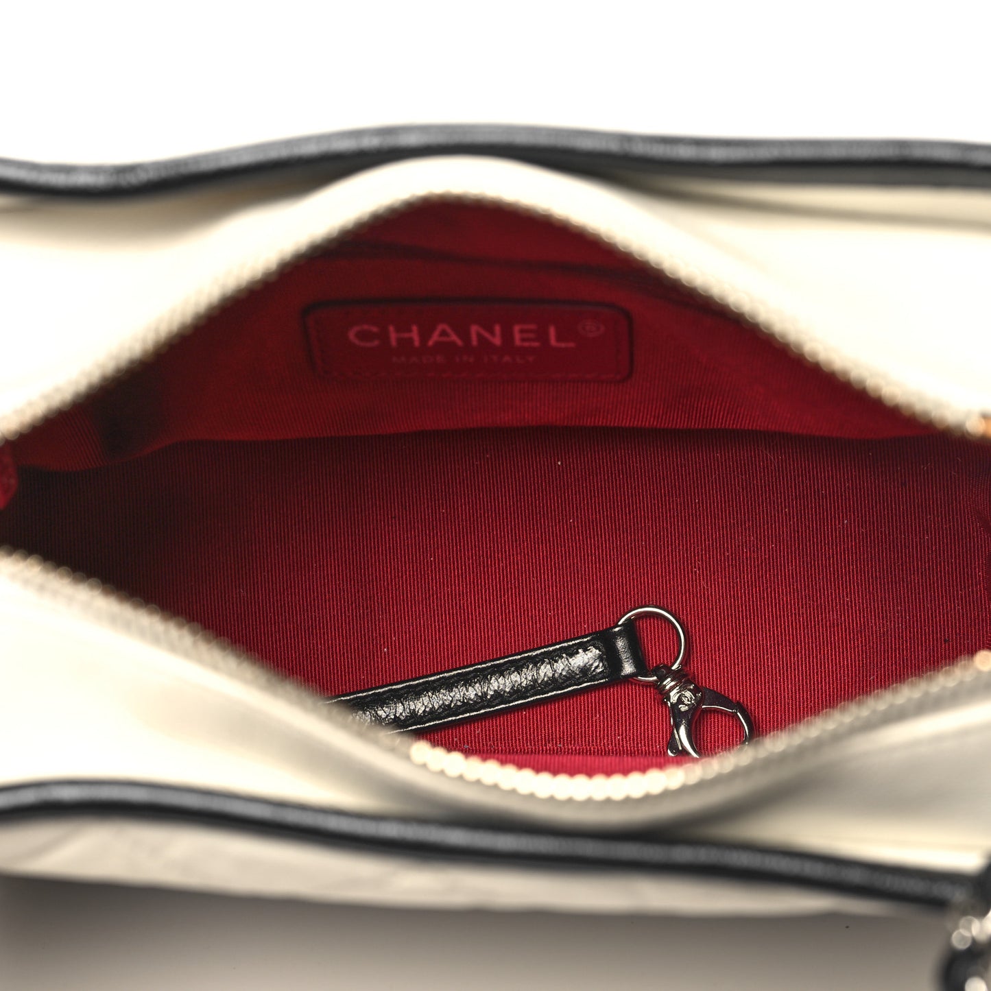 Aged Calfskin Quilted Small Gabrielle Hobo Black White