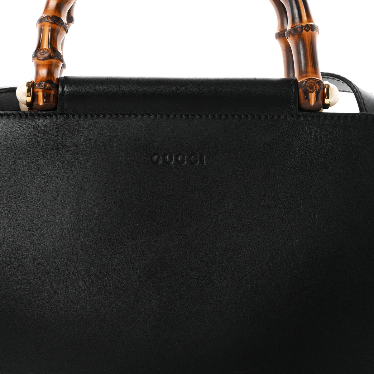 Nappa Bamboo Medium Nymphaea Top Handle Bag Black