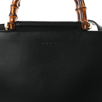 Gucci Nappa Bamboo Medium Nymphaea Top Handle Bag Black 8 of 10