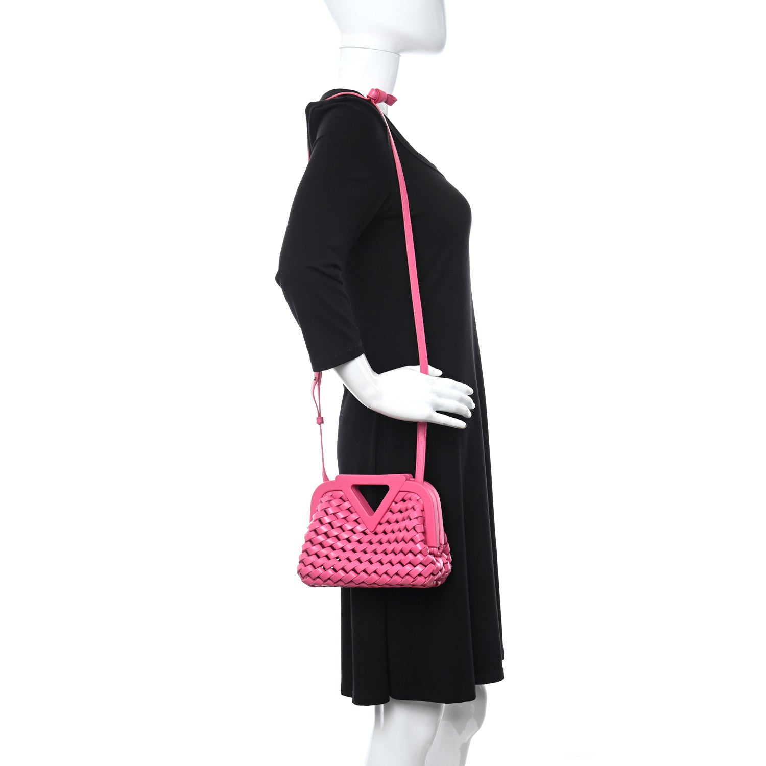 Bottega Veneta Lambskin Calfskin Slanted Intreccio Small The Point Triangle Bag Bonbon 2 of 9