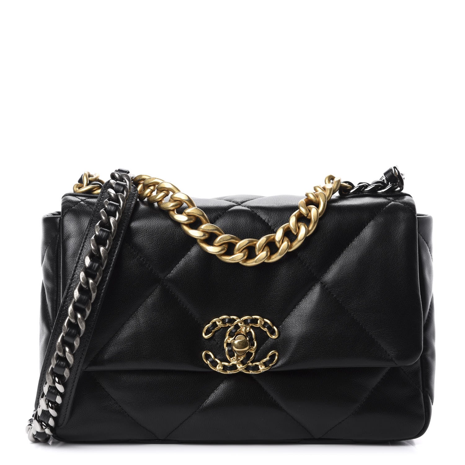 Chanel Goatskin Quilted Medium 19 Flap Black 1 of 11