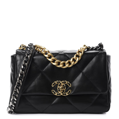 Chanel Goatskin Quilted Medium 19 Flap Black 1 of 11