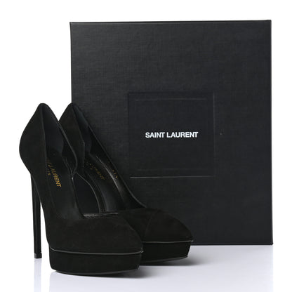 Saint Laurent Suede Janis 105 D'Orsay Pumps 37.5 Black 9 of 9