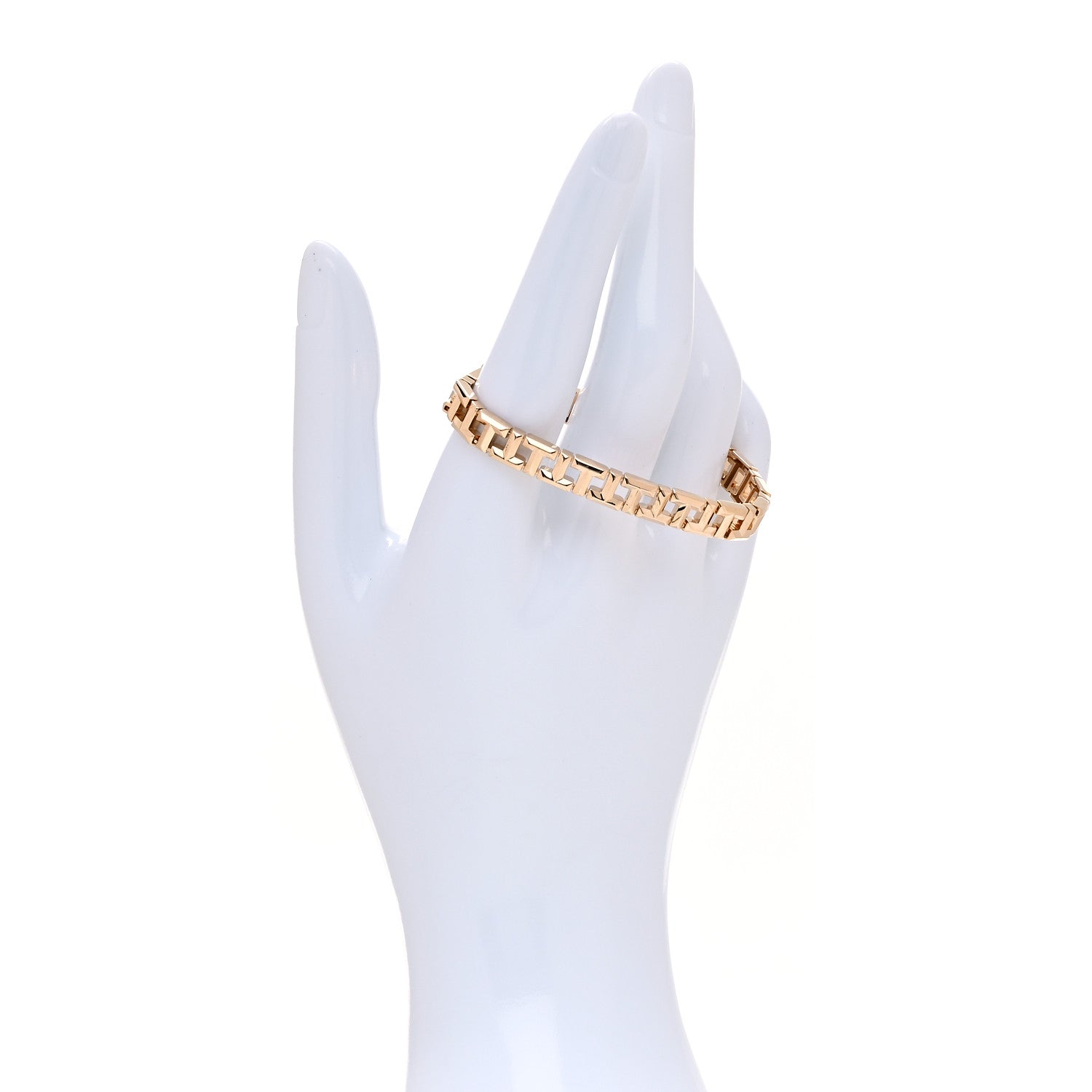 Tiffany 18K Rose Gold Narrow T True Hinged Bangle Bracelet 2 of 6