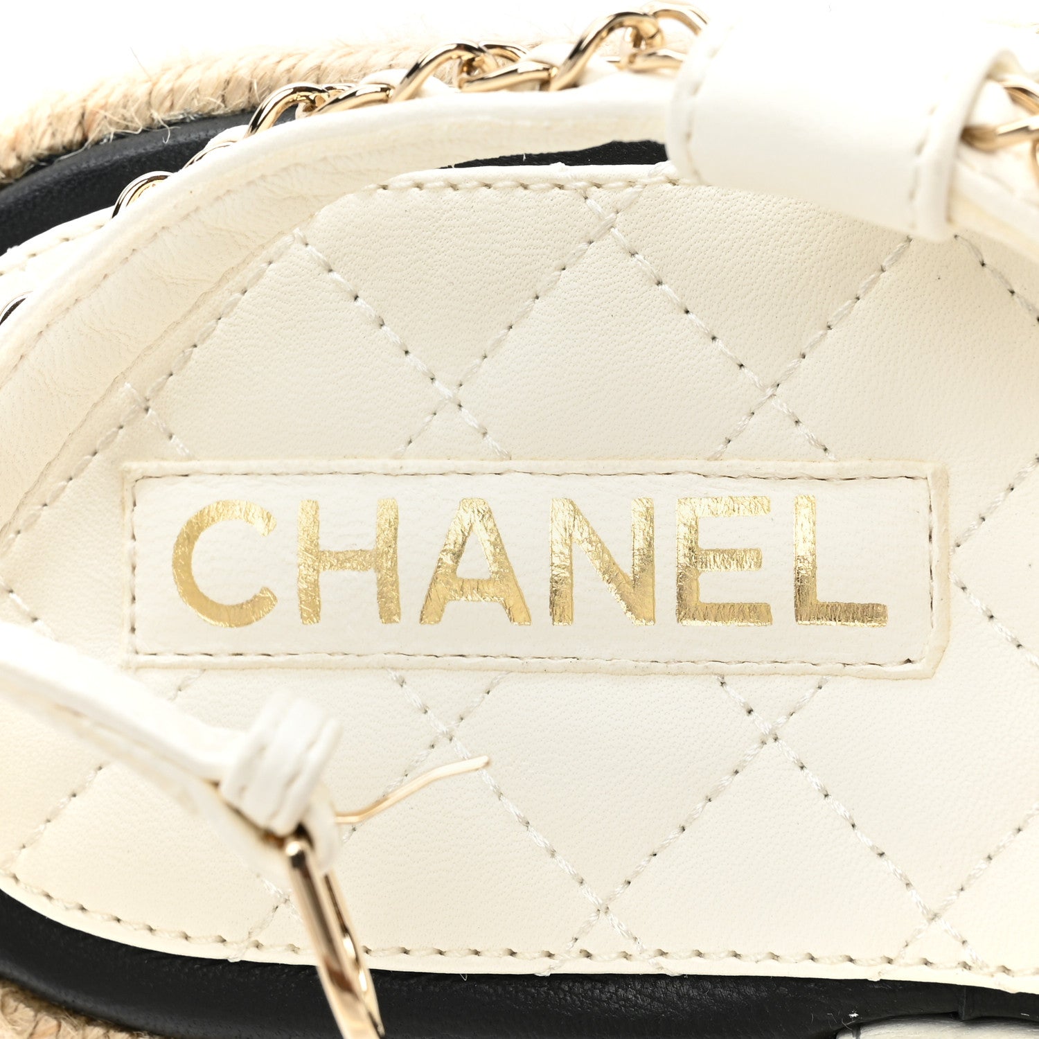 Chanel Lambskin Chain CC Thong Espadrille Sandals 39 White 7 of 8