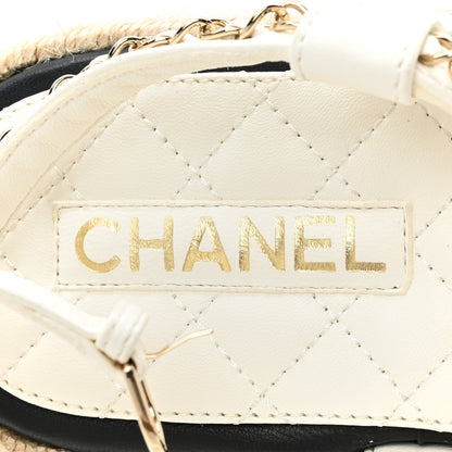 Chanel Lambskin Chain CC Thong Espadrille Sandals 39 White 7 of 8