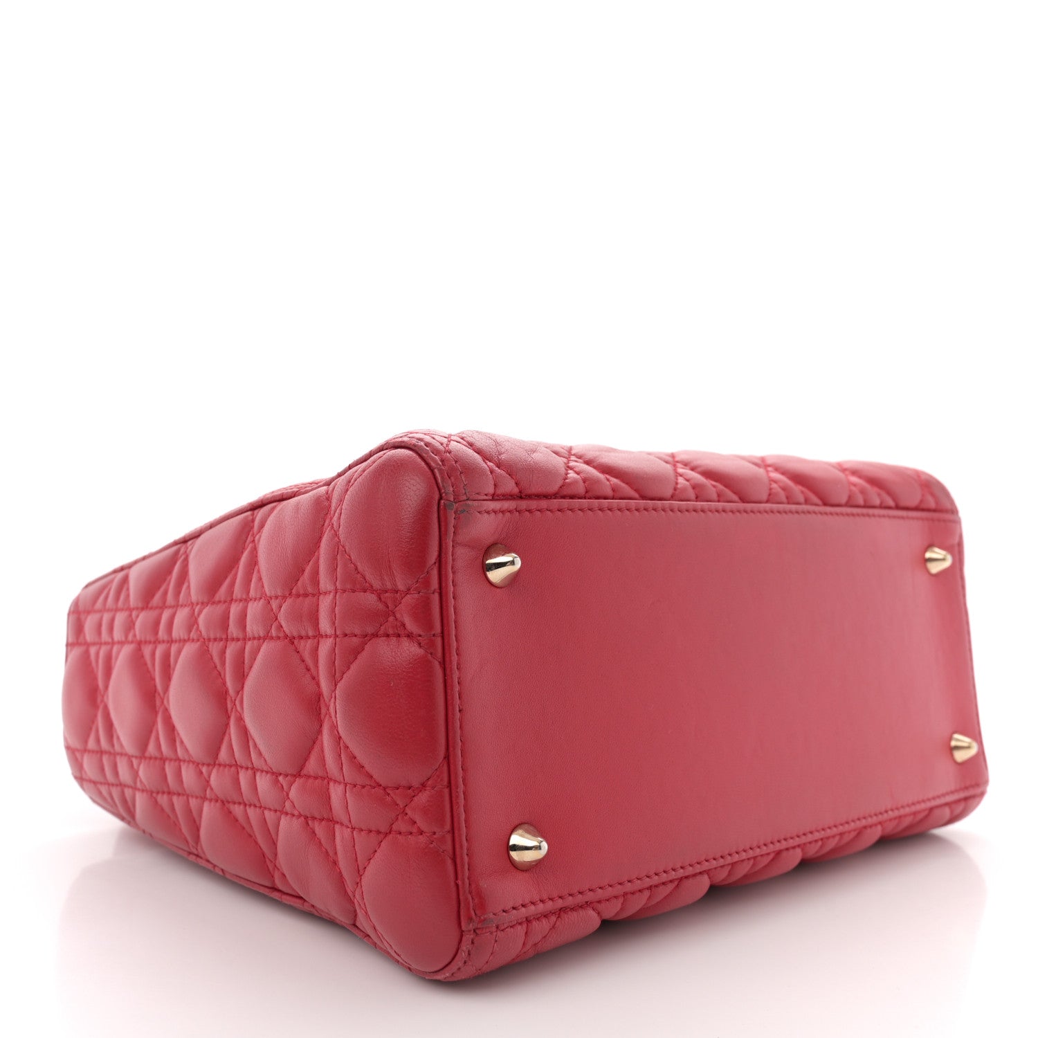 Christian Dior Lambskin Cannage Medium Lady Dior Red 4 of 12