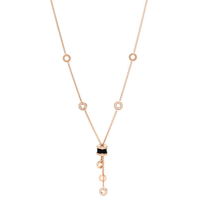 Bulgari 18K Rose Gold Diamond Black Ceramic B.Zero1 Necklace 1 of 6