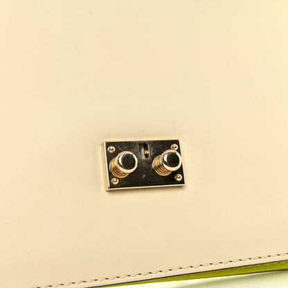 Valentino Garavani Vitello Medium Glam Lock Rockstud Flap Yellow Fluo Light Ivory 10 of 11