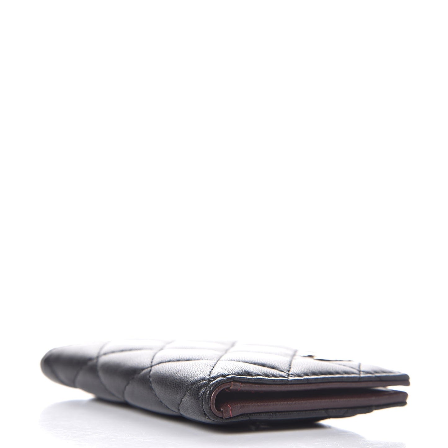 Lambskin Quilted Card Holder Wallet Black