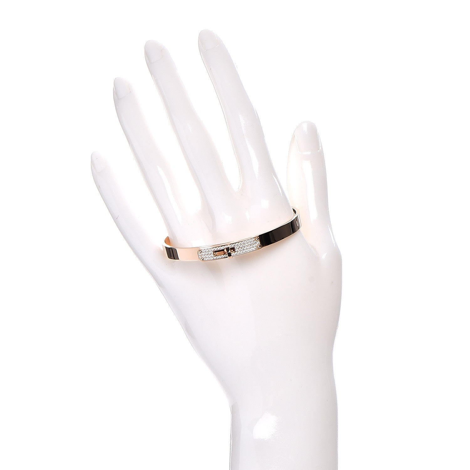 Hermes 18K Rose Gold Diamond Kelly PM Bangle Small 2 of 7