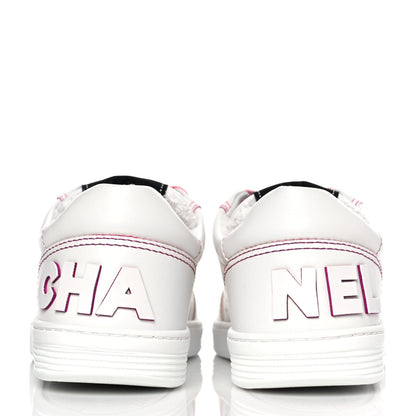Chanel Calfskin Womens Logo Sneakers 36 White Pink 5 of 10