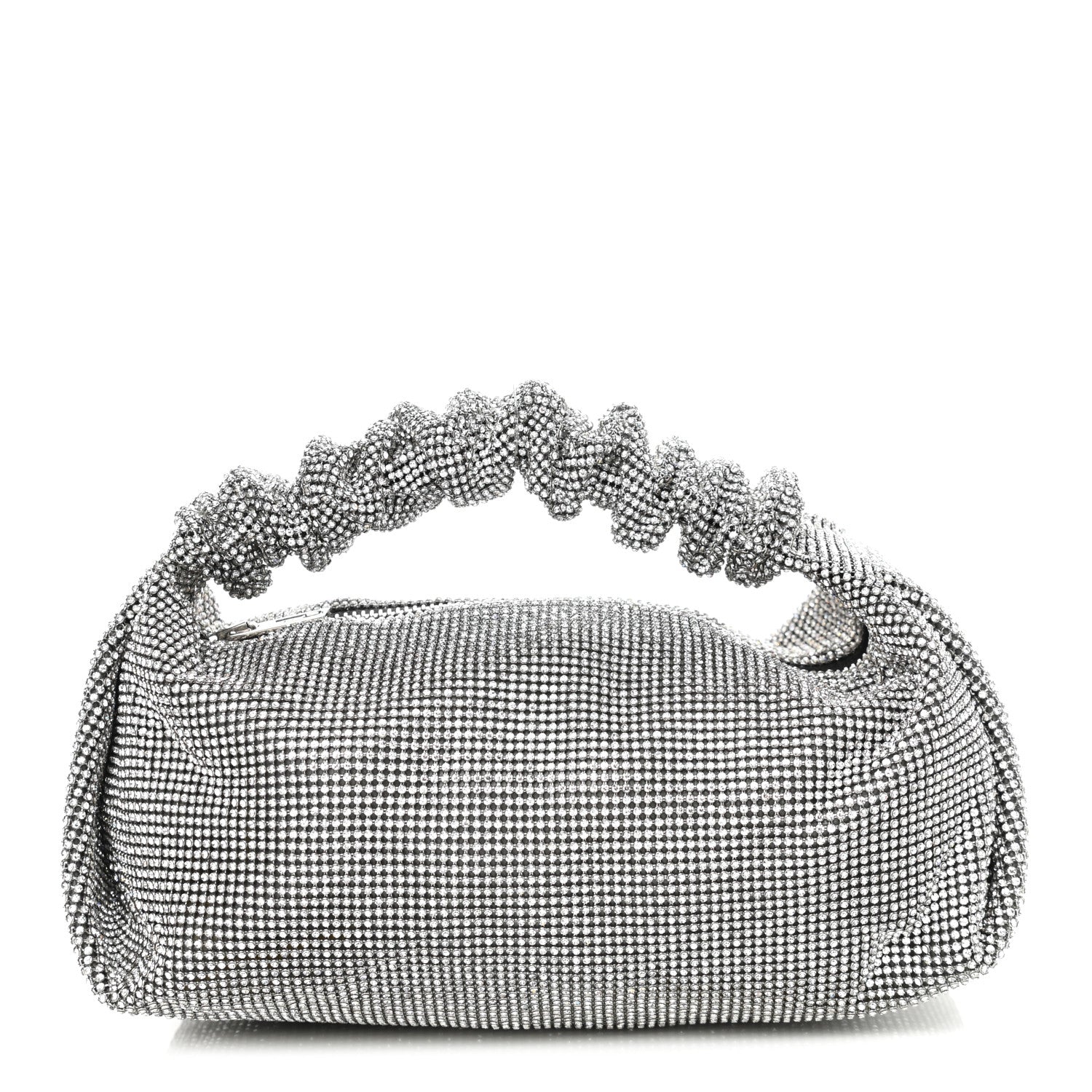 Alexander Wang Mesh Crystal Rhinestone Mini Scrunchie Clutch Black Silver 1 of 10
