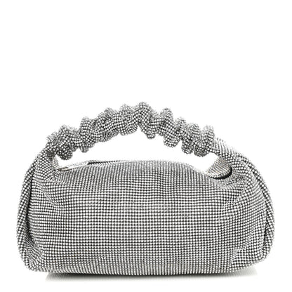 Alexander Wang Mesh Crystal Rhinestone Mini Scrunchie Clutch Black Silver 1 of 10