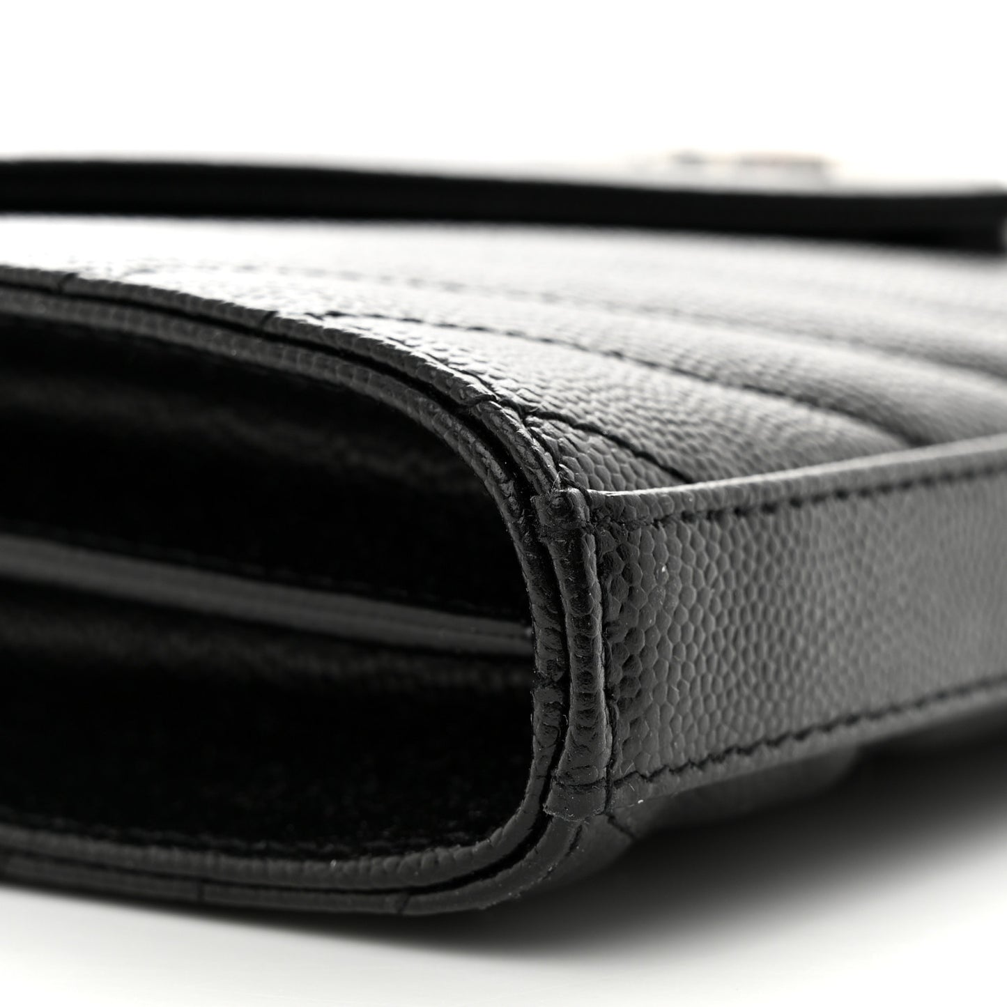 Grain De Poudre Matelasse Chevron Monogram Chain Wallet Black