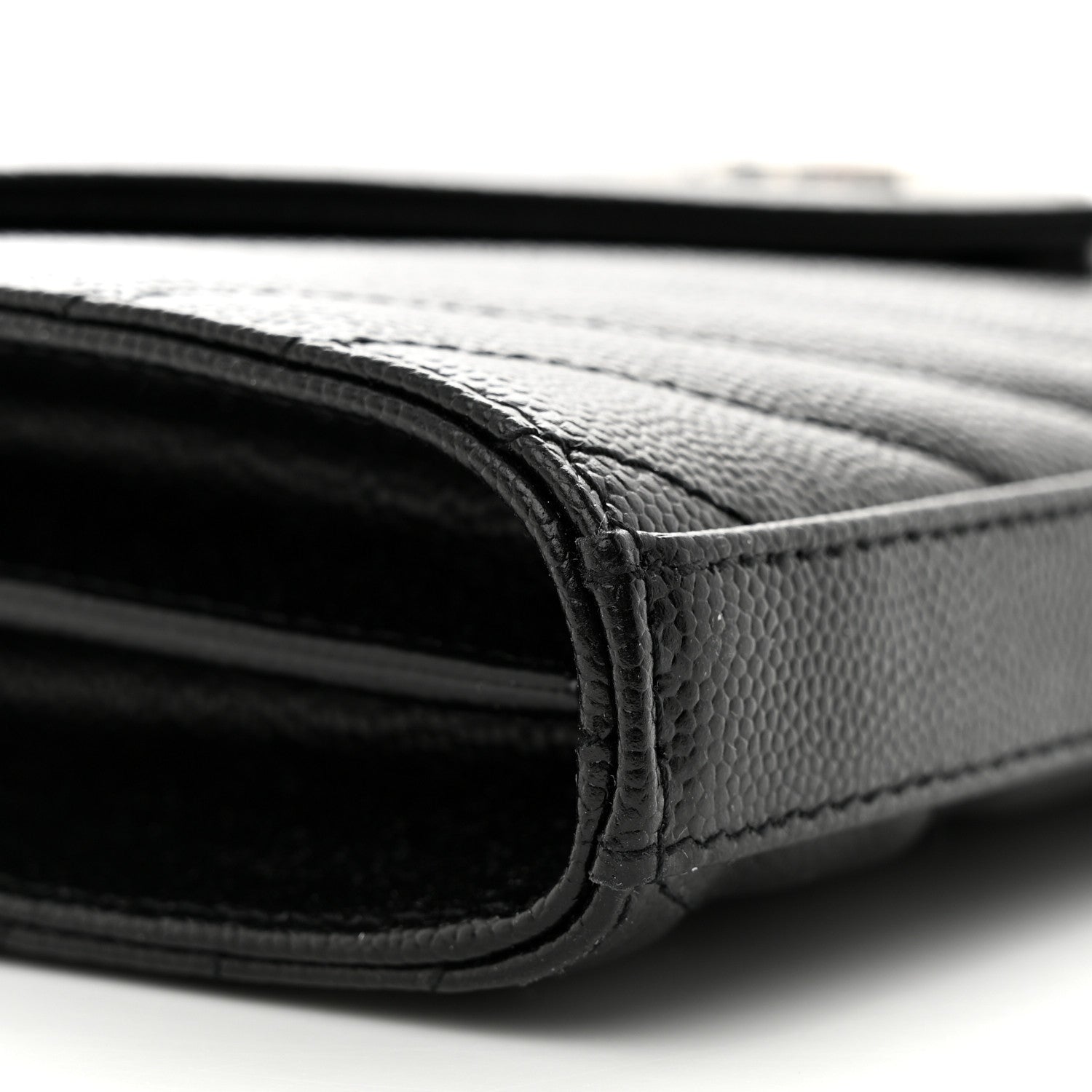 Saint Laurent Grain De Poudre Matelasse Chevron Monogram Chain Wallet Black 9 of 11