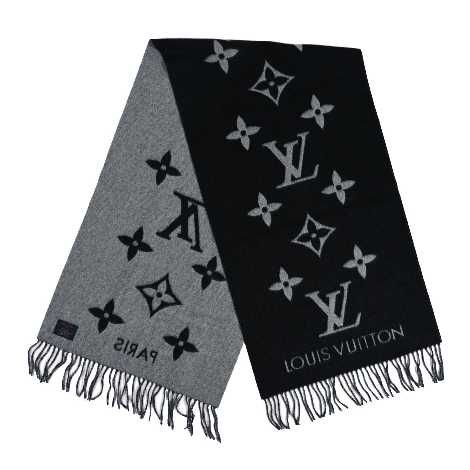 Louis Vuitton Cashmere Monogram Reykjavik Scarf Black 2 of 3
