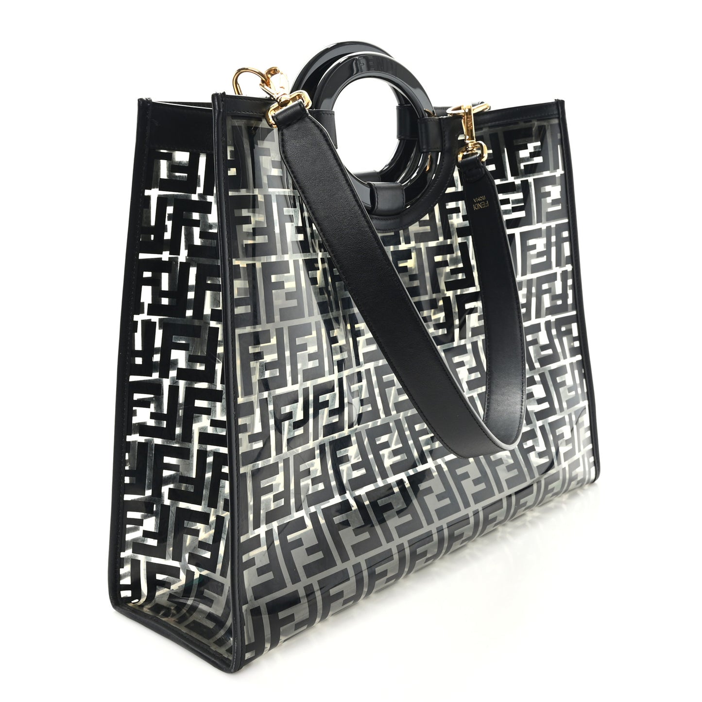 TPU FF Vitello Century Plexiglass Medium Runaway Shopper Tote Black