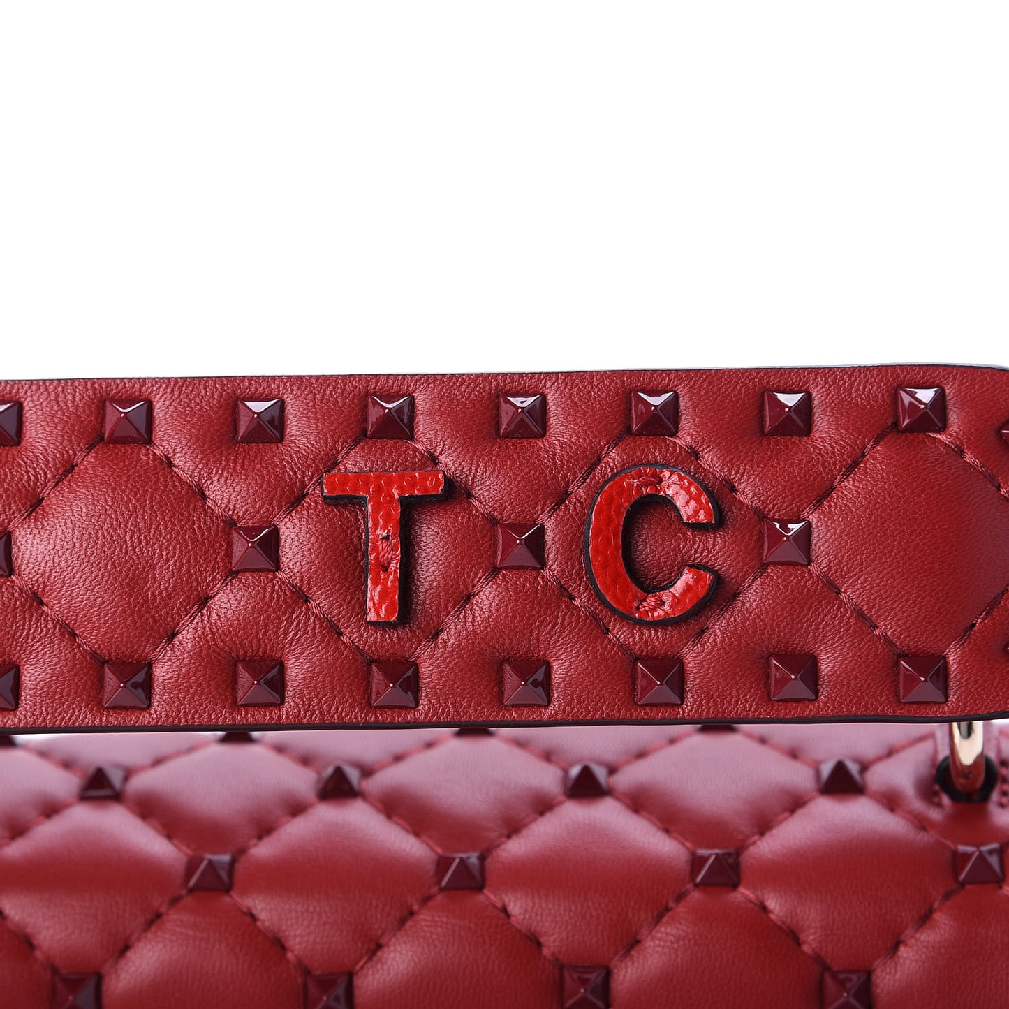 Lambskin Monochrome Medium Rockstud Spike Shoulder Bag Red