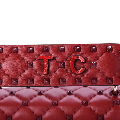 Valentino Garavani Lambskin Monochrome Medium Rockstud Spike Shoulder Bag Red 10 of 12