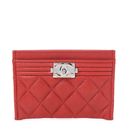 Chanel Caviar Quilted Boy Card Holder Red 1 of 8