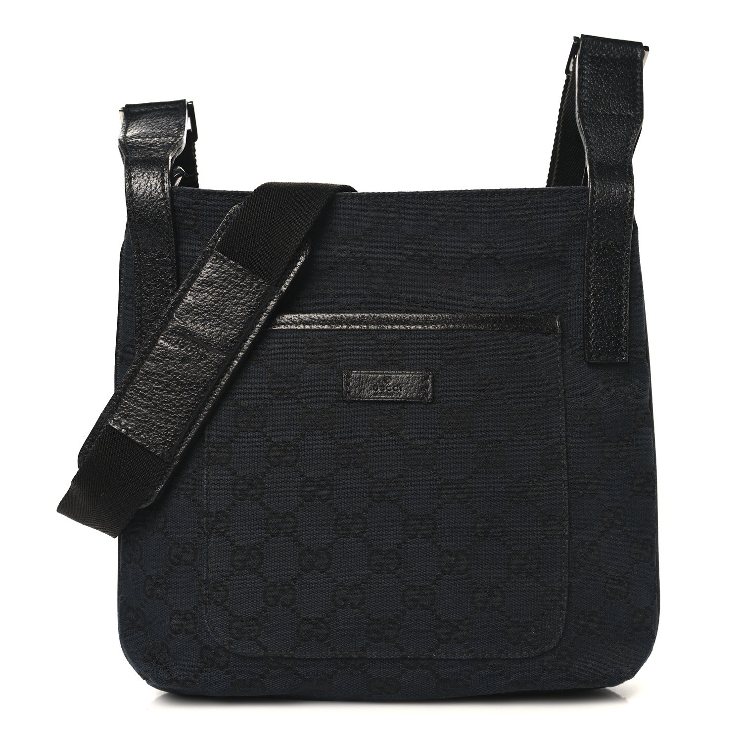 Gucci Monogram Flat Messenger Bag Black 1 of 10