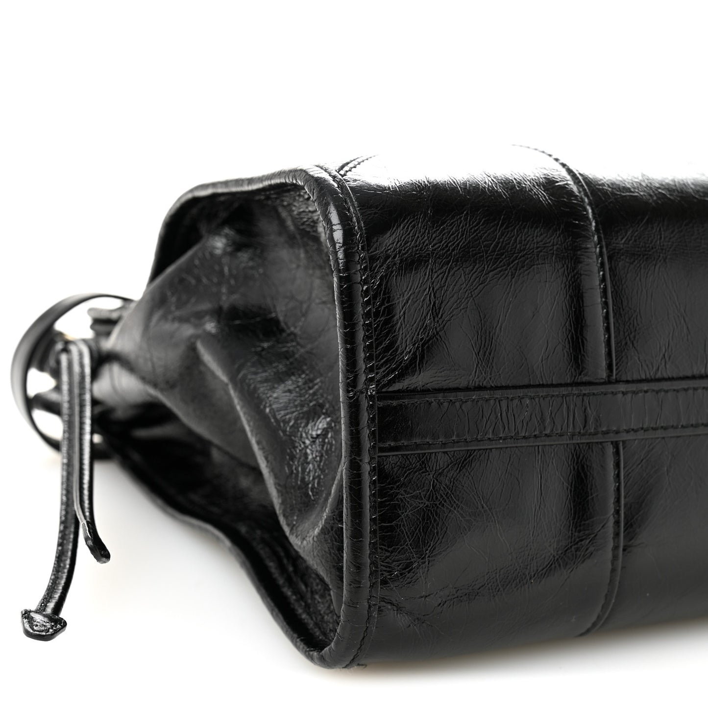 Glossy Calfskin Triangle Large Bonnie Shoulder Bag Black