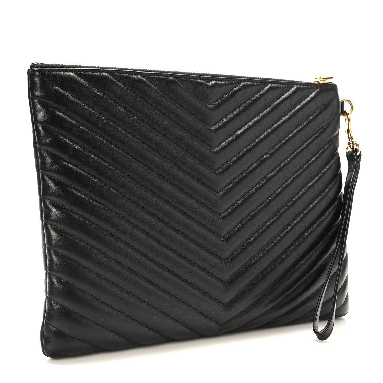 Saint Laurent Calfskin Matelasse Monogram Cassandre Tablet Pouch Black 3 of 8