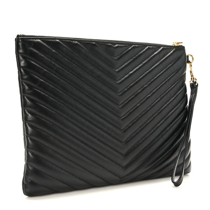 Saint Laurent Calfskin Matelasse Monogram Cassandre Tablet Pouch Black 3 of 8