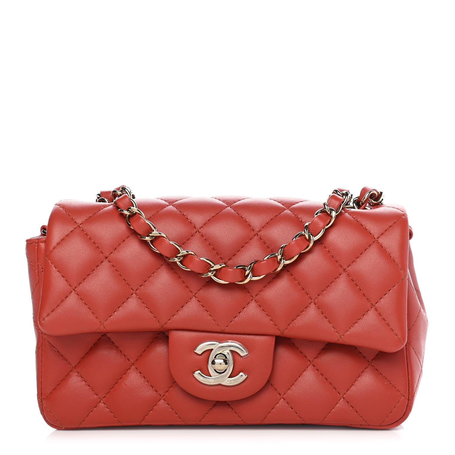 Chanel Lambskin Quilted Mini Rectangular Flap Brown 1 of 9
