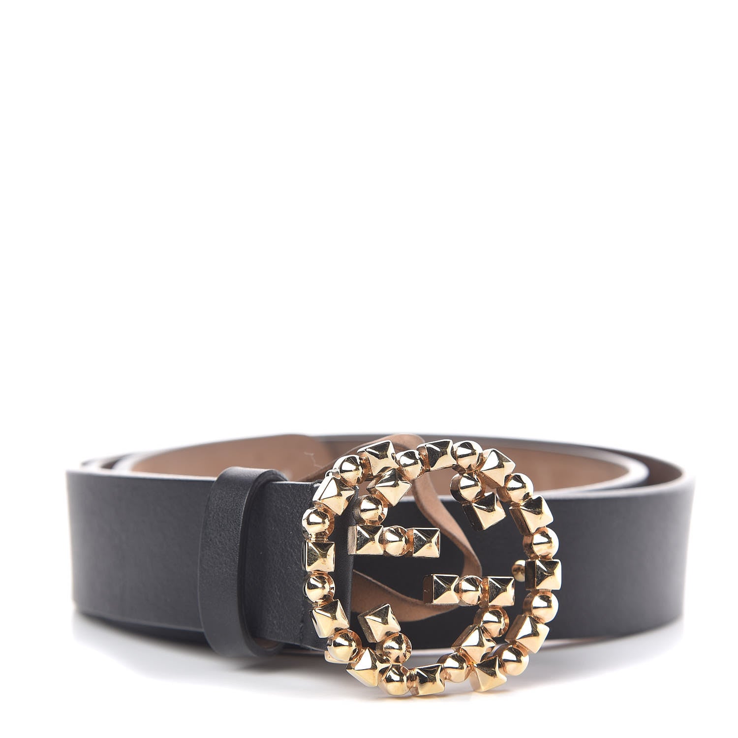 Gucci Calfskin Studded Interlocking G Belt 85 34 Black 1 of 6