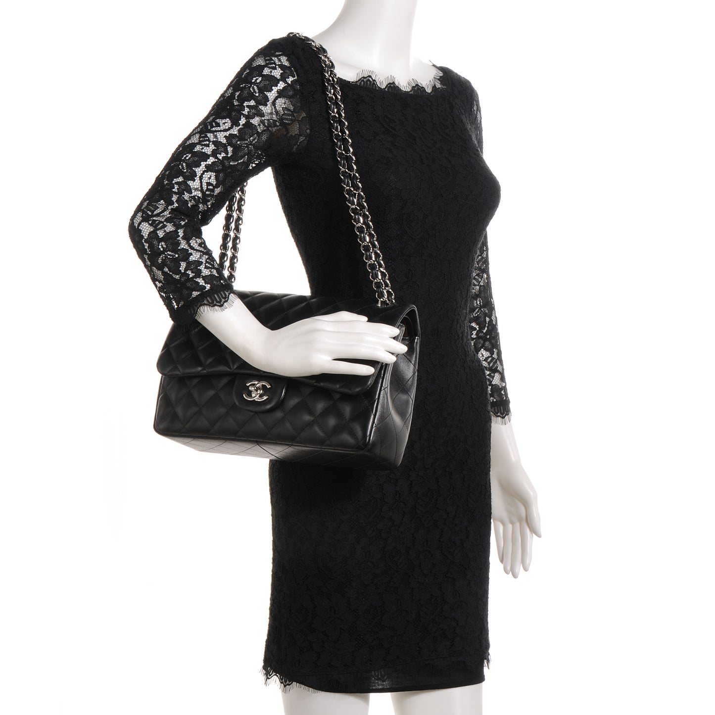 Lambskin Jumbo Double Flap Black