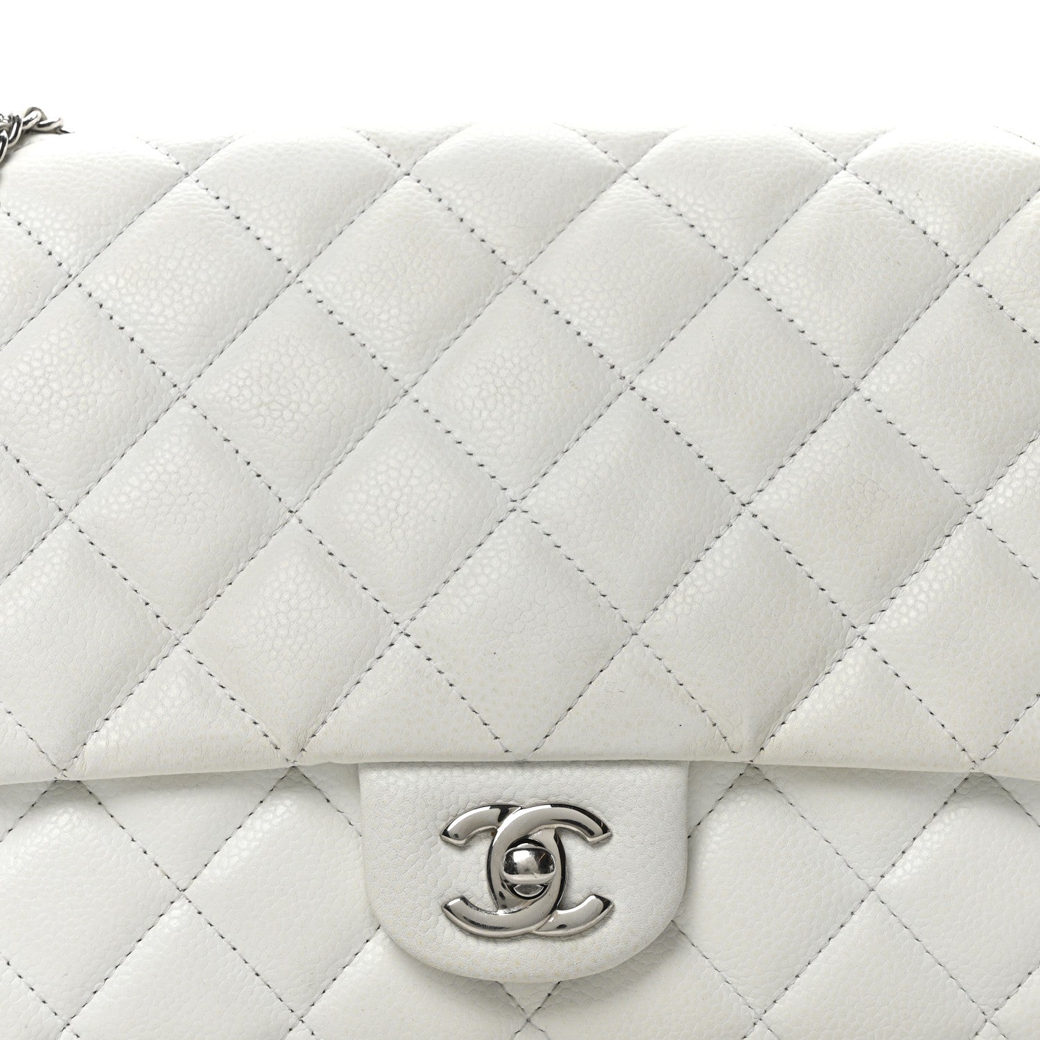 Chanel Caviar Quilted Clutch With Chain Flap White 8 of 10