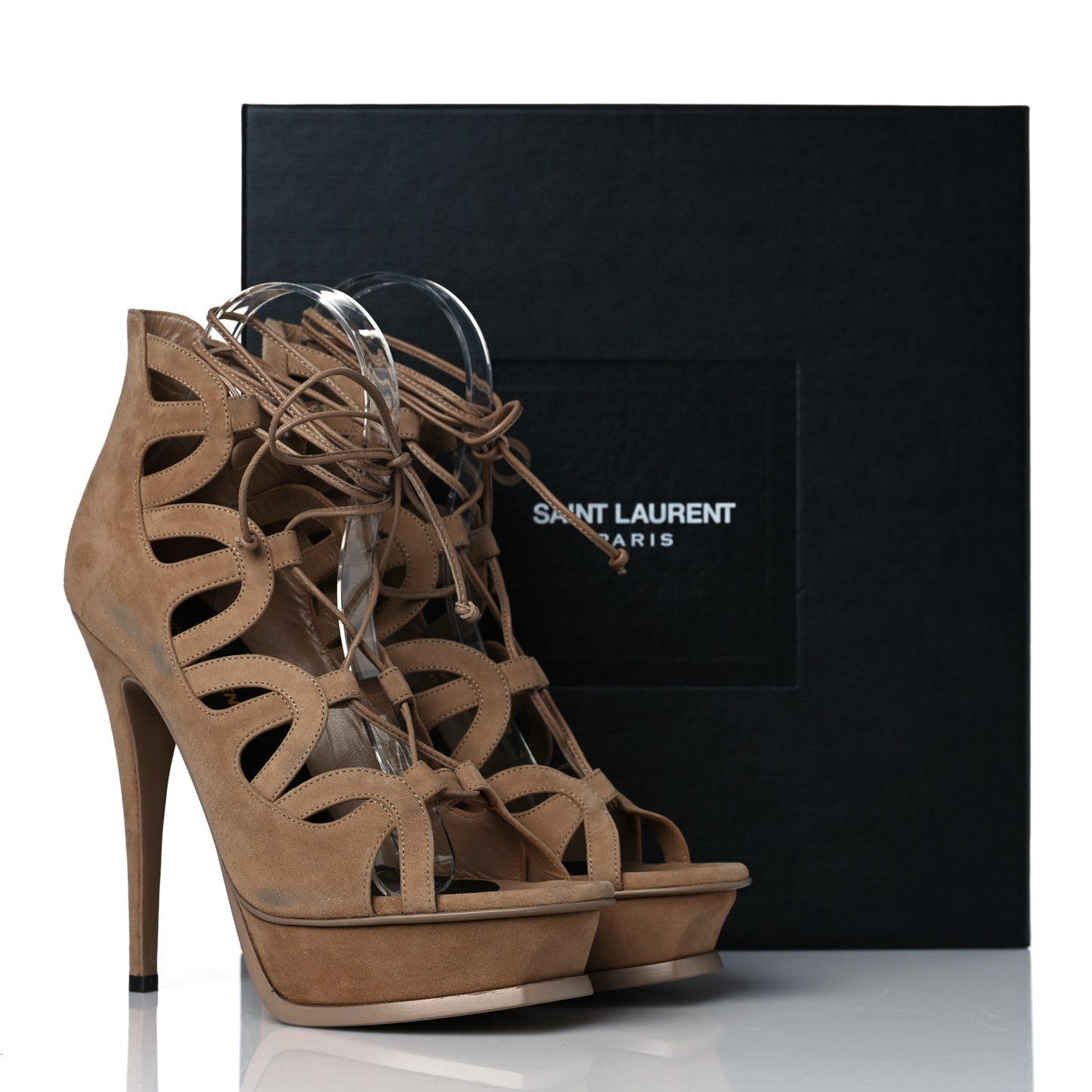 Kid Scamosciato Tribute 105 Lace Up Platform Sandals 37.5 Beige