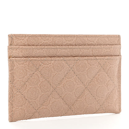 Chanel Camellia Calfskin Embossed Quilted Card Holder Beige 3 of 8