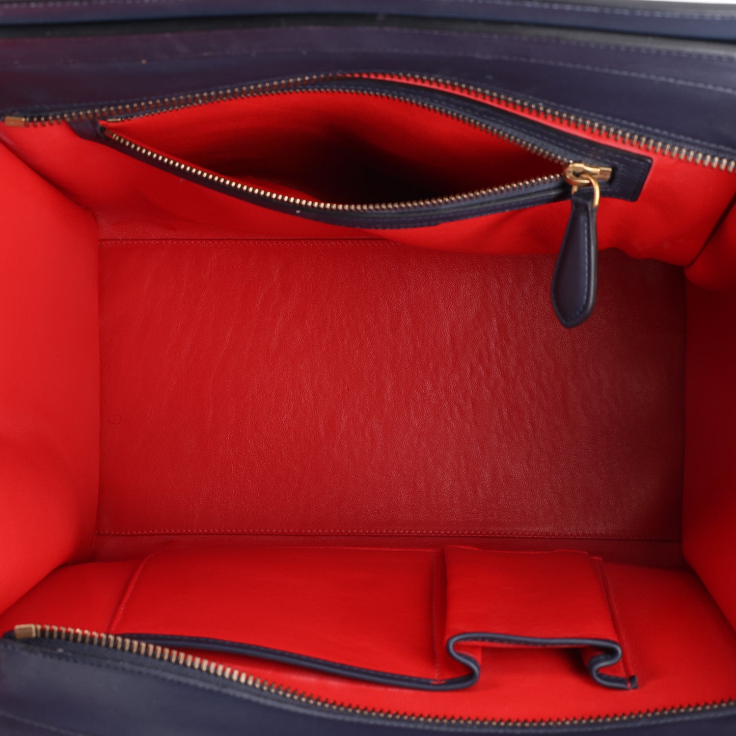 Satin Debossed Calfskin Mini Luggage Navy Blue
