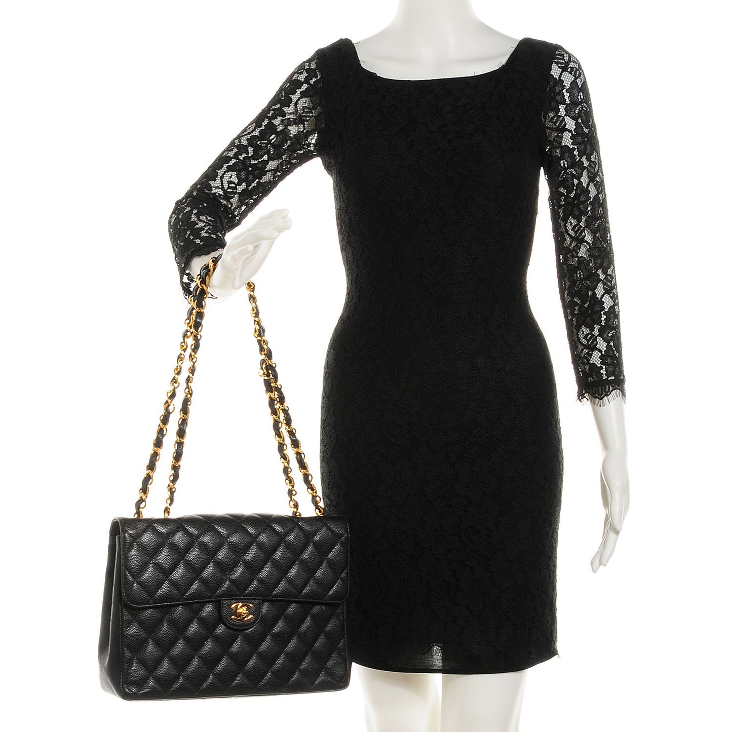 Caviar Quilted Jumbo Single Flap Black