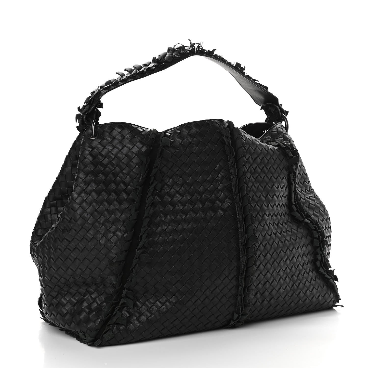 Bottega Veneta Nappa Intrecciato Large Franges Shoulder Bag Black 3 of 9