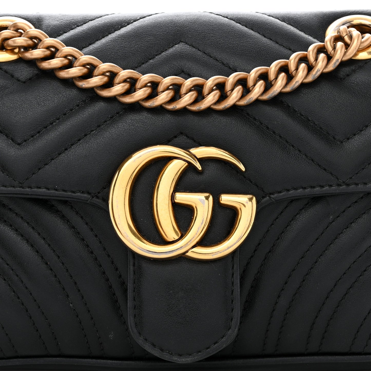 Calfskin Matelasse Mini GG Marmont Shoulder Bag Black