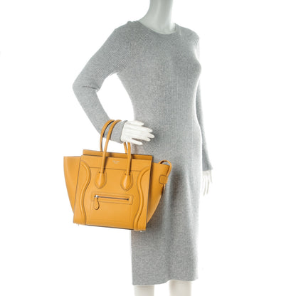 Celine Drummed Calfskin Micro Luggage Ocre 2 of 8